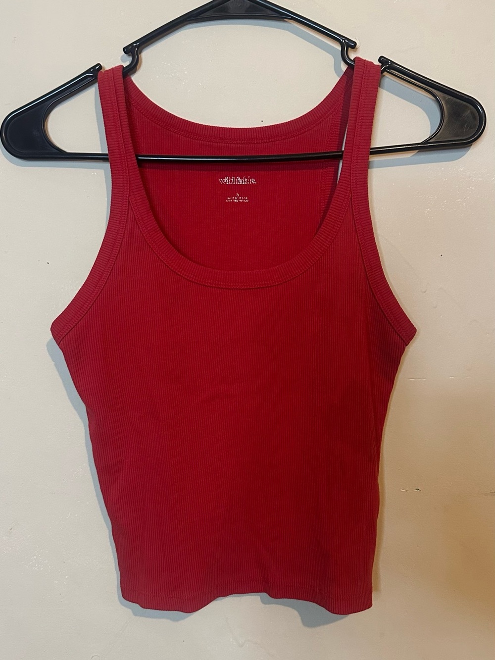 Red Ribbed crop Tank Top - Women